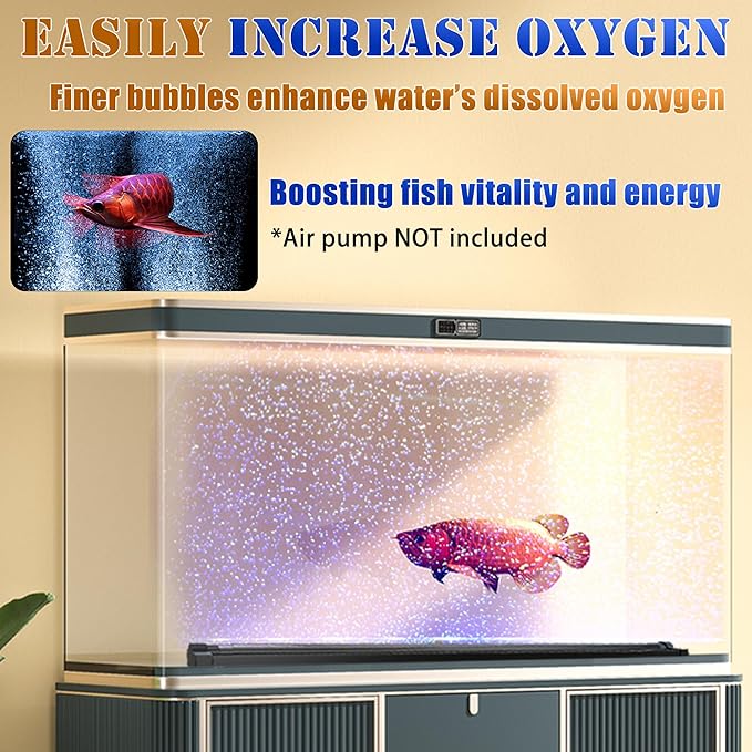 Smart App-Controlled LED Aquarium Light with 16 Million Colors, 12 Dynamic Effects, Fish Tank Light with Nano Air Bubble for Aquarium Bubbler Decorations, Submersible Fish Tank Accessories - 23''