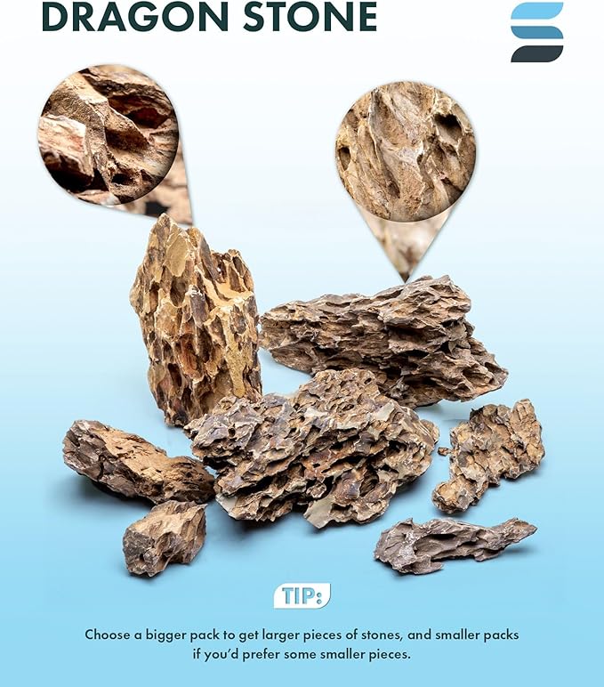 SubstrateSource Natural Aquarium Stones - Ohko w/Mixed Reds, Yellows & Browns, Scale-Like Texture - Freshwater Aquascaping, Betta Fish & Shrimp Tank Decorations, Zen Garden Layouts - Dragon, 10 LB