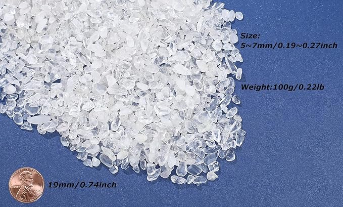 LAIDANLA Clear Quartz Crushed Stone Crystal Chips Bulk Natural Gemstones Healing Reiki Crystals Mini Quartz Vase Filler Aquarium Gravel 100g