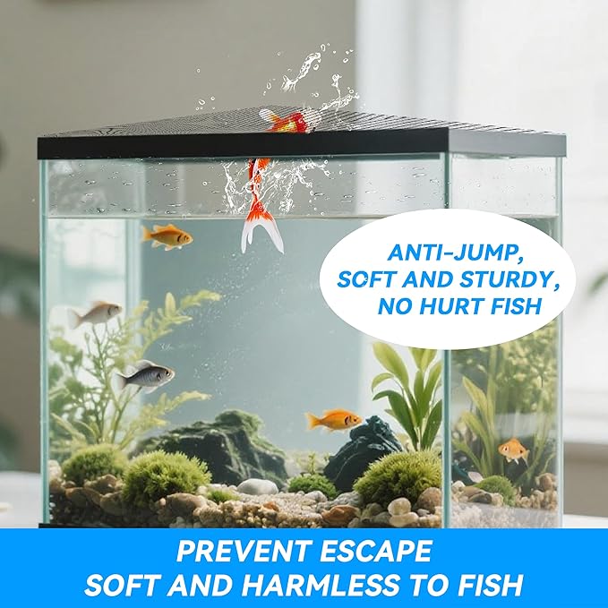 Fish Tank Lid Magnetic Aquarium Lid DIY Size Fish Tank Cover Anti-Jumping Net Soft and Strong Mesh Protect Fish Jumping Out Easy Installation Washable (Gray, 24''x12'' Fit for ≤10 Gallon)