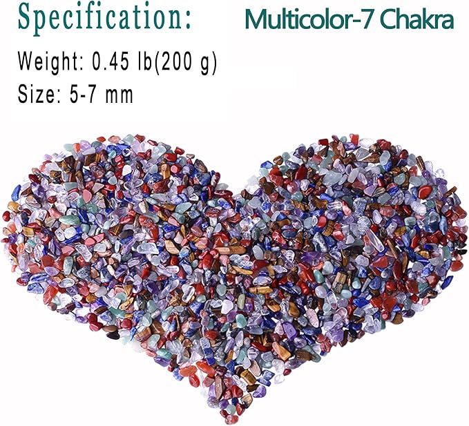 MAIBAOTA Natural 7 Chakra Crystal Quartz Rocks Chips Vase Filler Rocks for Succulent Plant Small Fish Tank Aquarium Gravel Decorative Pebbles Stones(200 gram)