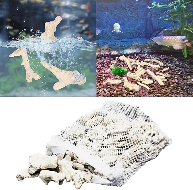 10cm 500g Crushed Coral, Fish Tank Filter Media, Aquarium Filter Material, Tank Pond Fish Tank Media Decoration for Aquarium Fishtank Freshwater Sea Water