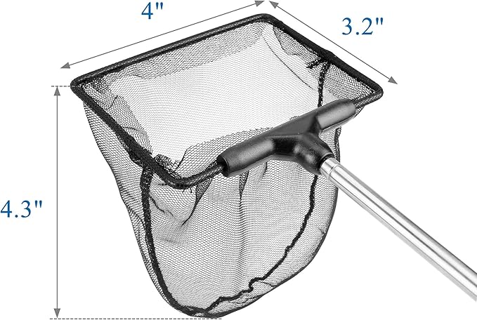 Lpraer Aquarium Fish Net with Extendable Stainless Steel Long Handle Fine Mesh Net for Fish Tank