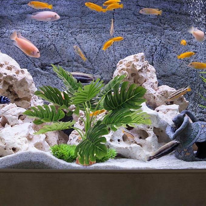Happyyami Artificial Aquarium Plants High Simulation Fake Aquatic Plant for Tank Decoration Fade-Resistant Lightweight Safe for Fish Lively Atmosphere Look