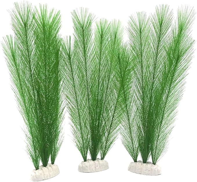 Aquarium Decorations 3Pcs Fish Tank Artificial Green Water Plants Made of Silk Fabrics Plastic