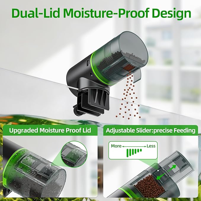 Freesea Automatic Fish Feeder for Aquarium: 3 Timers & One-Touch Easy Setup - 7-14 Day Supply with 200ML Food Dispenser - Worry-Free Vacation Feeding for Betta Turtle Tank