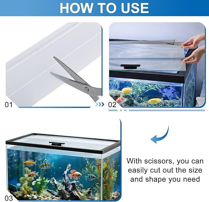 19.33 x 9.65 x 0.16in Glass Canopy, Clear Tempered Aquarium Fish Tank Hoods, FITS for Most 10 Gallon Fish Tanks (Aqueon)