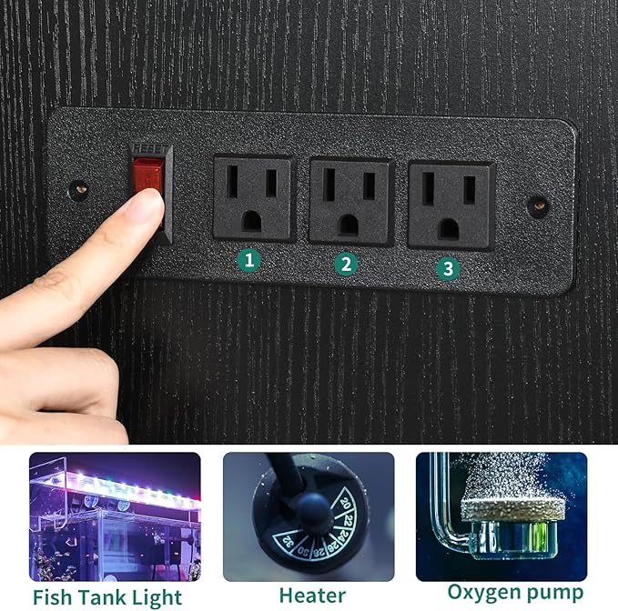 YITAHOME Heavy Duty 55-75 Gallon Aquarium Stand with Power Outlets, Cabinet for Accessories Storage - Metal Fish Tank Stand Suitable for Fish, Turtle Tank, 880LBS Capacity, Black
