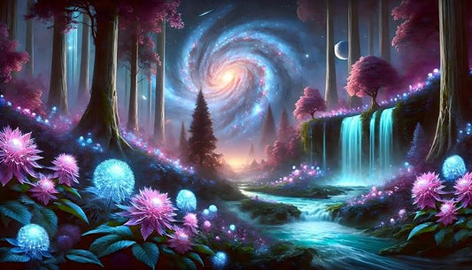 Fantasy Galaxy Starry Sky Aquarium Background Glowing Plants Fish Tank Background 30x18 Inches PVC Glass Container Decoration with Tapes