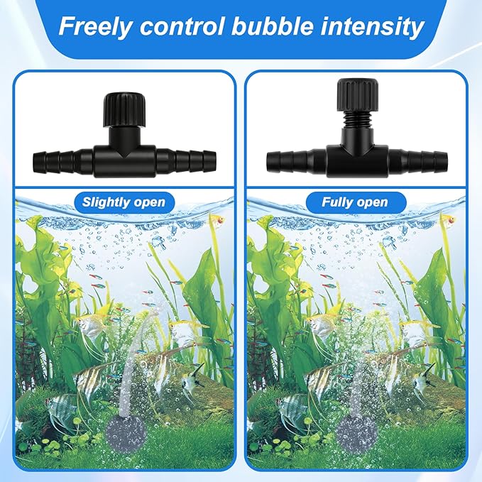 Psyqtsuary Aquarium Air Pump Accessories, 12 Pcs One Way Check Valve Aquarium Plastic Aquarium Air Valve for Fish Tank 3/16" Aquariums Tubing (6 Check Valves +6 Control Valves) (Black)