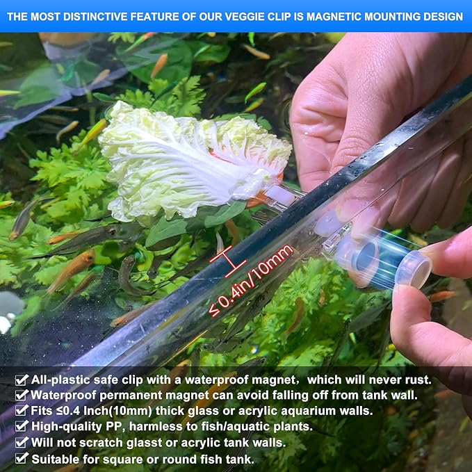 Waterproof Magnetic Seaweed Clip for Saltwater Fish Feeding nori Clip Aquariums Magnet Veggie Feeder Plant clamp Fish Accessories—Patented Product (1pcs Magnetic Veggie Clip)