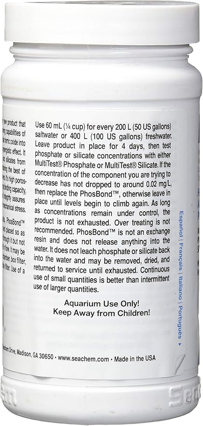 Seachem PhosBond Phosphate Silicate Remover Aquarium Filter Media, 250ml
