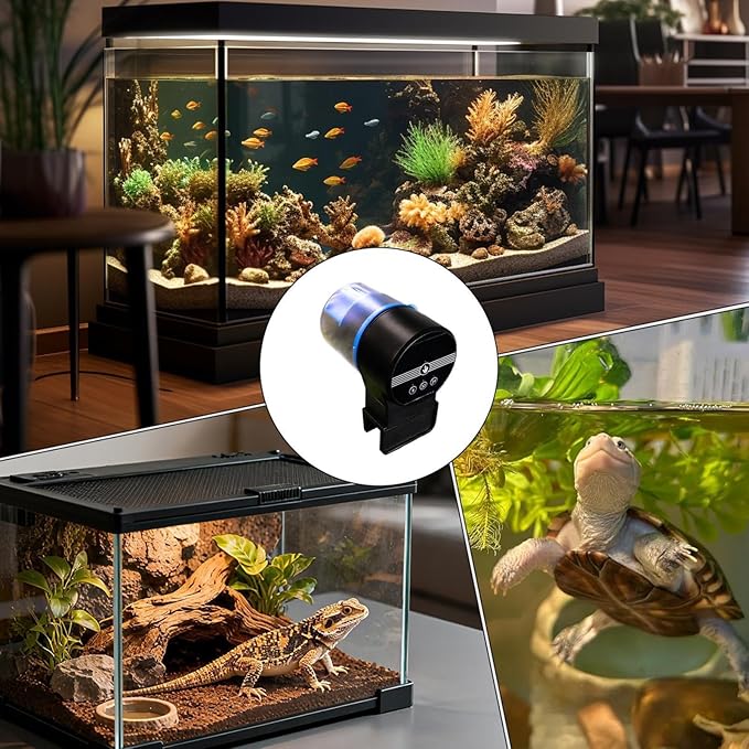 Fish Tank Feeder - Automatic Timer Device, Smart Rechargeable Dispenser, Aquarium Feeding System, Pet Meal Controller, Turtle Betta Use, Koi Shrimp Care, Office Home Setup Enhancing Fish Durin