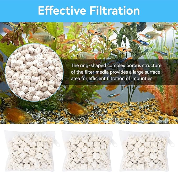 3 Pack of Bio-max Aquarium Filter Media Replacement for Fluval Spec, Evo and Flex Desktop Aquariums, 2.1Oz/60g A1378 Bio Ceramic Rings Filter Media for Use in Freshwater & Saltwater Aquariums