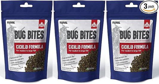 (3 Pack) Fluval A6581 Bug Bites Cichlid Pellets for Medium to Large Fish (3.53 oz. Per Pack)