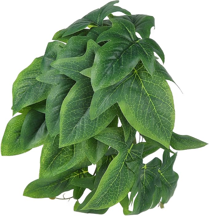 2PCS Artificial Water Plant,Simulation Vine,Lifelike Plastic Leaves Decoration with Suction Cup,Plastic Plant Aquatic Water Grass Decor for Fish Tank (Sweet Potato Leaves)
