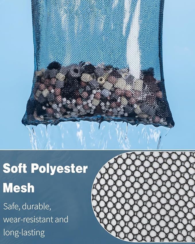 Pawfly 8 Pack Aquarium Filter Media Bags, Fine Mesh Filter Bag with Plastic Zipper Aquarium Media Bag for Activated Carbon, Bio Filter Balls and Filter Stones (15" x 10")