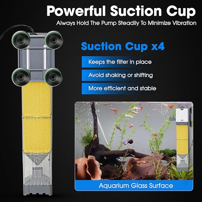 Aquarium Filter 25W for 40-80 Gallon, Internal System with Quiet 1200L/h Pump, Submersible Aquarium Filter for Turtles, 100 Gallon Fish Tank Filter, Filtro para Pecera, Clean Water Setup