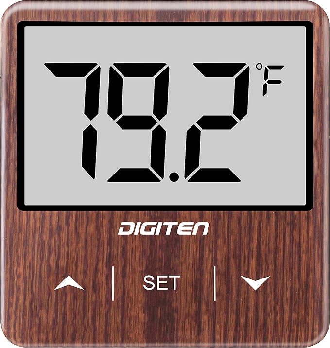 Digital Aquarium Thermometer, Fish Tank Thermometer with Large LCD Display, No Wires, Accurate Reading, Walnut Aquarium Thermometer