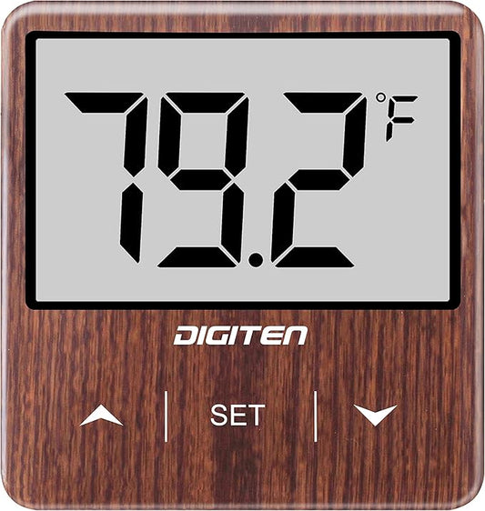Digital Aquarium Thermometer, Fish Tank Thermometer with Large LCD Display, No Wires, Accurate Reading, Walnut Aquarium Thermometer