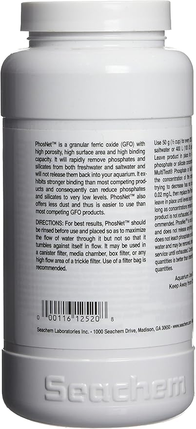 Seachem PhosNet Phosphate Silicate Remover Aquarium Filter Media, 250g/8.8oz (001443)