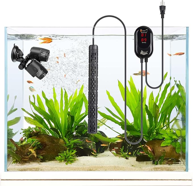 AQQA Fish Tank Heater,Aquarium Heater 50W 150W 250W 400W 500W 800W for 3-220 Gal,Set Temperature 59℉-93℉ Temperature Accuracy,Out of Water or High Temperature Automatic Power Off (25W)
