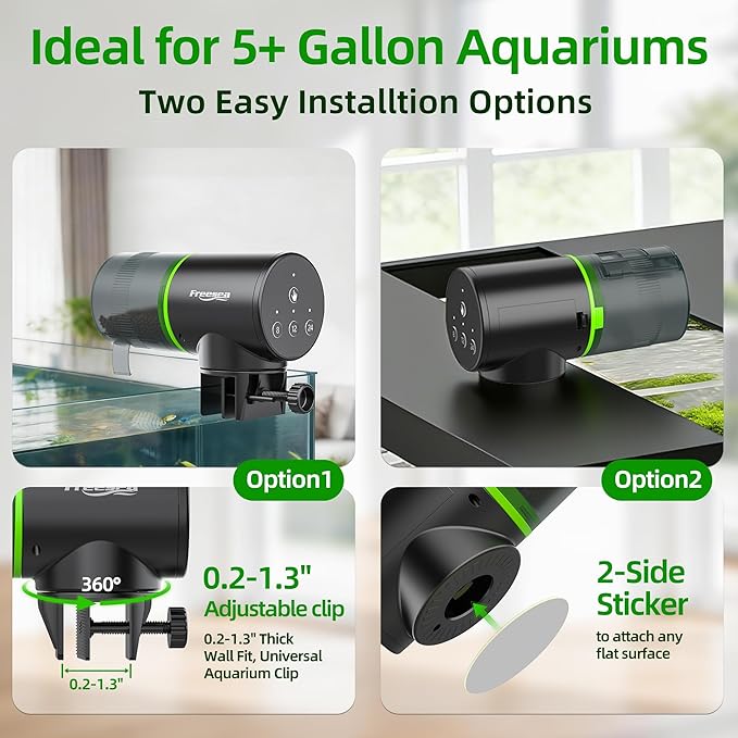 Freesea Automatic Fish Feeder for Aquarium: 3 Timers & One-Touch Easy Setup - 7-14 Day Supply with 200ML Food Dispenser - Worry-Free Vacation Feeding for Betta Turtle Tank