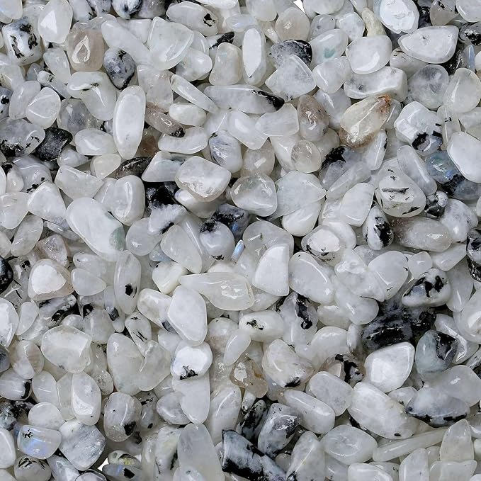 LAIDANLA White Labradorite 1lb Crystal Polished Tumbled Stones Irregular Shaped Crystal Chips Bulk Natural Gemstone Aquarium Gravel Rocks Vase Filler Fish Tank Gravel Home Decoration