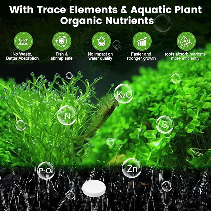 Root Tabs Freshwater Aquarium Plant Fertilizer, Slow-Release 100 Tabs 1g/Tab, Safe for Fish and Shrimp, for Planted Aquarium Substrate (100)