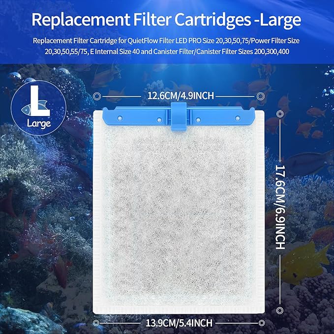 10 Pack Large Replacement Filter Cartridges Compatible for QuietFlow Power Filter Size 20,30,50,55/75
