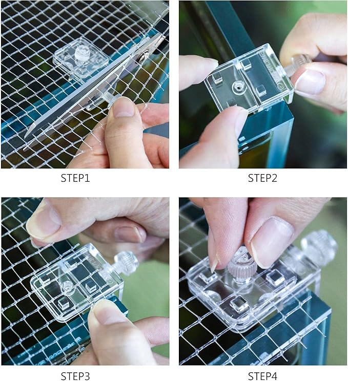 2 Pieces Fish Tank Screen Net Holder Clamp Anti-Jump Net Mounting Clip Multifunctional Transparent Acrylic Clamps Fish Tank Glass Cover Clips