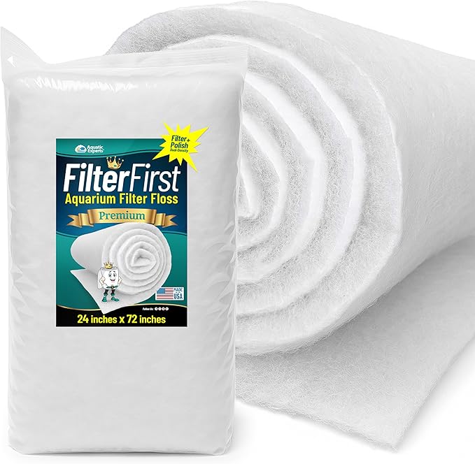 Aquatic Experts Aquarium Filter Floss for Fish Tank Filters - FilterFirst Aquarium Filter Pad - Media Roll for Crystal Clear Water, 3/4" - 1" Thick (24 Inch Wide, 72 Inch Long)