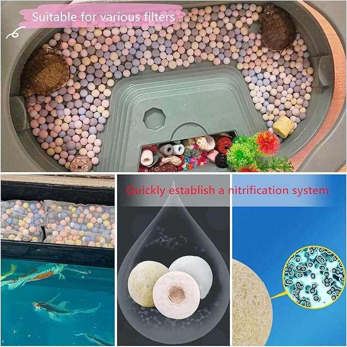 Aquarium Filter Media | Hollow Colorful Ceramic Bio Balls | High Surface Area Bio Media | 500g