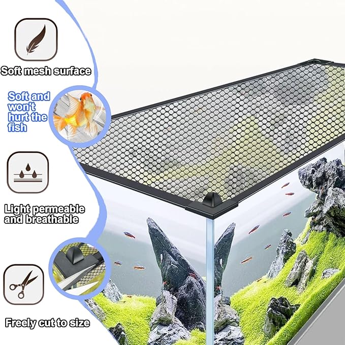 DIY Magnetic Fish Aquarium Anti-Jumping net Cover, Mesh Terrarium lid Aquarium Hood, Reptiles from Jumping Out