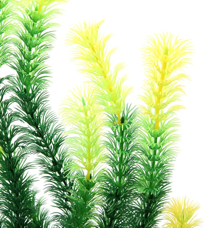 17" Plastic Water Plant for Aquarium Fish Tank Ornament, Rhodo Green