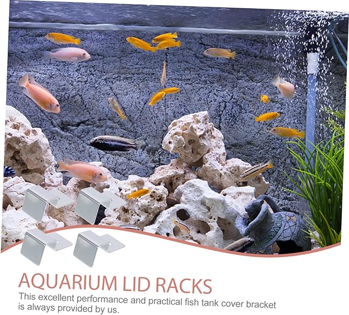 4pcs Support Frame Fish Tank Bracket Fish Tank Lid Holder Support Aquariums Glass Cover Clip Fish Tanks Fish Tank Glass Cover Clip Glass Holder Stainless Steel Equipment Frameless
