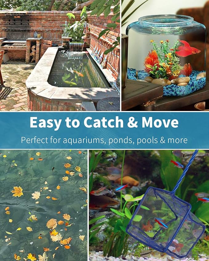 Pawfly 5''/6'' Fish Net for Fish Tank, Aquarium Net with Braided Metal Handle and Nylon Mesh, Small Fish Net Minnow Net for Pond Freshwater and Saltwater