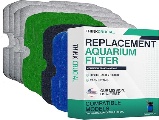 32 Replacement Aquarium Canister Filters - Compatible with Cascade 700, 1000, CCF2UL& CCF3UL (32 Pack) by Think Crucial
