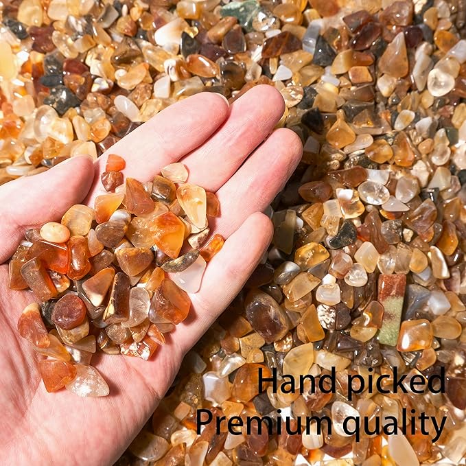 Carnelian Crystal Chips 2lbs (2400+ Pieces) – 5-8mm Natural Orange-Red Gemstones for Healing, Motivation, Abundance, Creativity & Spiritual Gifts – Stone of Vitality & Confidence