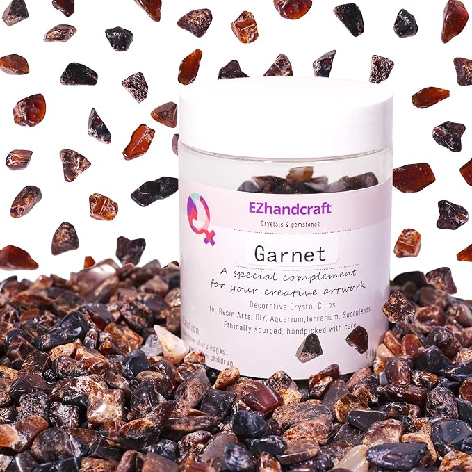 Garnet Crystal Chips 1lb (500+ Pieces) – 8-15mm Natural Deep Red Gemstones for Jewelry Making, Healing Crystals, Plants, Aquarium Decor & Spiritual Gifts – Stone of Passion & Vitality