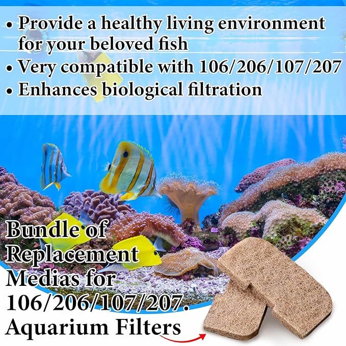 Threlaco 10 Pack Compatible with Fluval 106/206/107/207 Ammonia Remover Pads, Aquarium Canister Filter Media Replacement Pads for Fish Tank