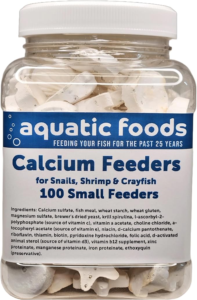 Calcium Feeder Disks for Shrimp, Snails, Crabs, Crayfish, Hermit Crabs and All Tropical Fish, 100 Count Jar of Small Calcium Feeder Disks