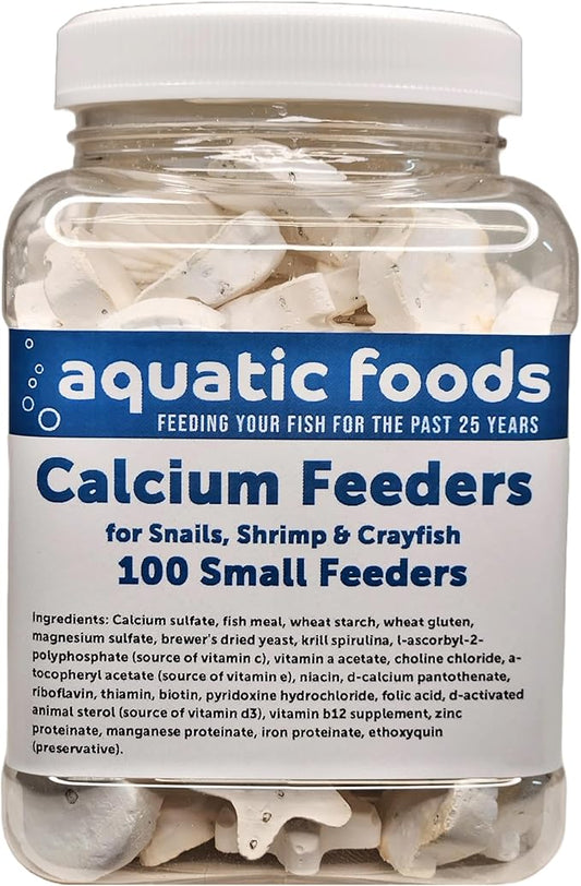 Calcium Feeder Disks for Shrimp, Snails, Crabs, Crayfish, Hermit Crabs and All Tropical Fish, 100 Count Jar of Small Calcium Feeder Disks