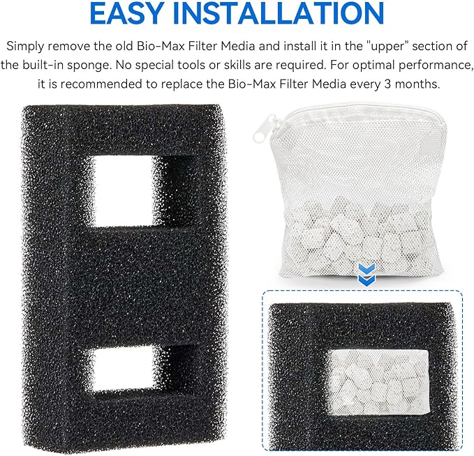 6 Pack Biomax Aquarium Filter Media Replacement for Fluval Spec, Evo and Flex Desktop Aquariums, 60g/2.1 Oz Bio Ceramic Rings Filter Media for Fish Tank, Placed in Filter Foam Block