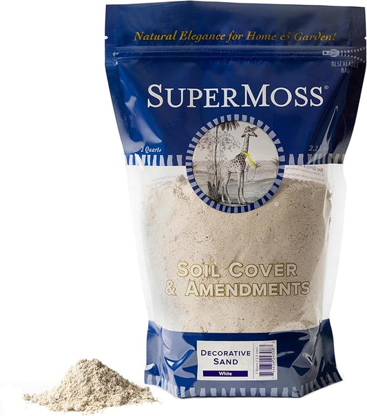 SuperMoss (24308) Decorative Sand – Fine White Sand for Vase Filler, Terrariums, Zen Gardens, Aquarium Sand, Crafts & Top Dressing for Plants, 2qt