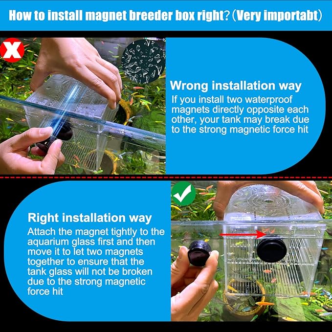 Magnetic Fish Breeder Box for Isolation Boxes Acclimation Hatchery breeding Incubator for Guppy Baby Betta Shrimp Saltwater Clownfish Coral Anemones Aggressive or Injured Fishes