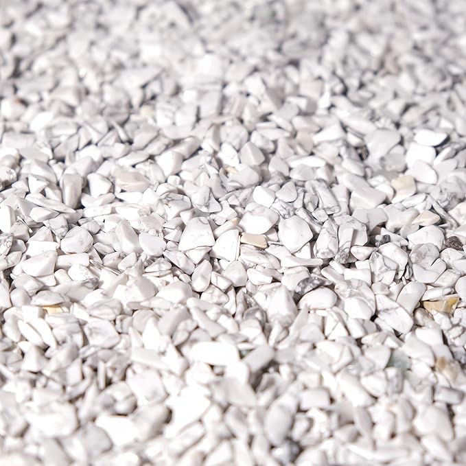 Howlite Crystal Chips 2lbs (2400+ Pieces) – 5-8mm Natural Polished Healing Stones for Plants, Aquarium, Crafts, DIY Decor & Gifts