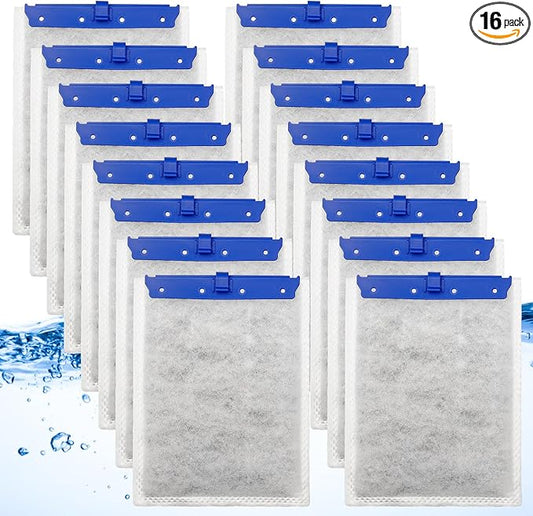 16-Pack Large Filter Cartridges for Tetra Whisper Bio-Bag Filters, Large Aquarium Replacement Filter Cartridge for Whisper 20i, 40i, IQ20/30/45/60, PF20/30/40/60 Power Filters