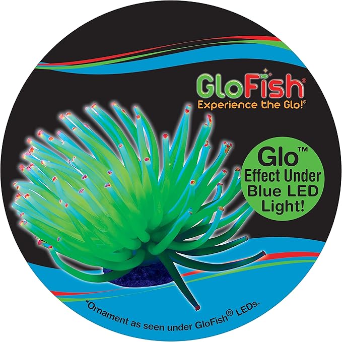 GloFish Yellow Anemone Ornament, Detailed Aquarium Ornament, Creates A Glowing Effect