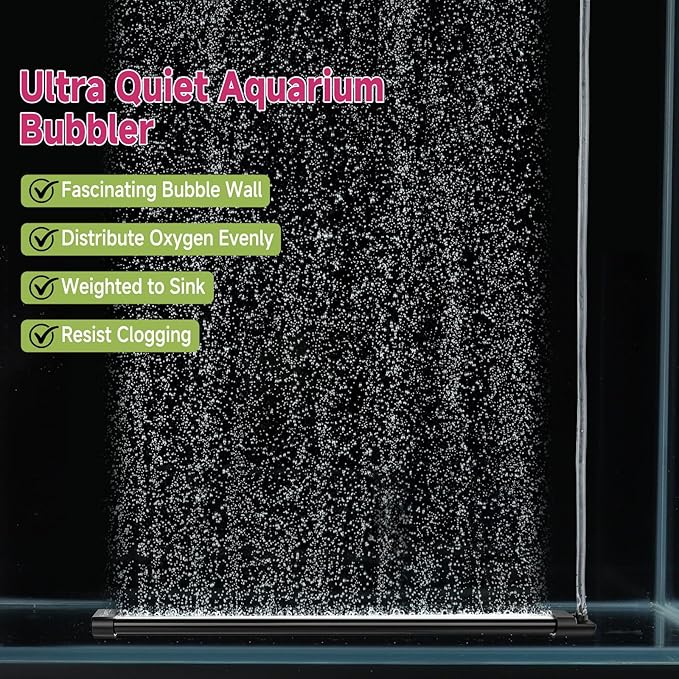 hygger Aquarium Bubble Curtain Wall, Quiet Fish Tank Air Stone with Accessories, High Dissolved Aquarium Bubbler Oxygen Diffuser Decoration for Freshwater & Saltwater